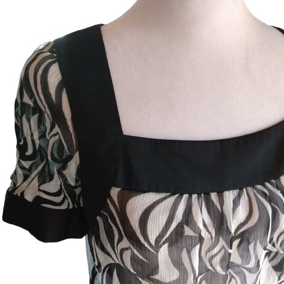 Ann Taylor Loft Zebra Print Sheer Blouse Sz 6 Square Neck Career Romantic - Picture 3 of 9